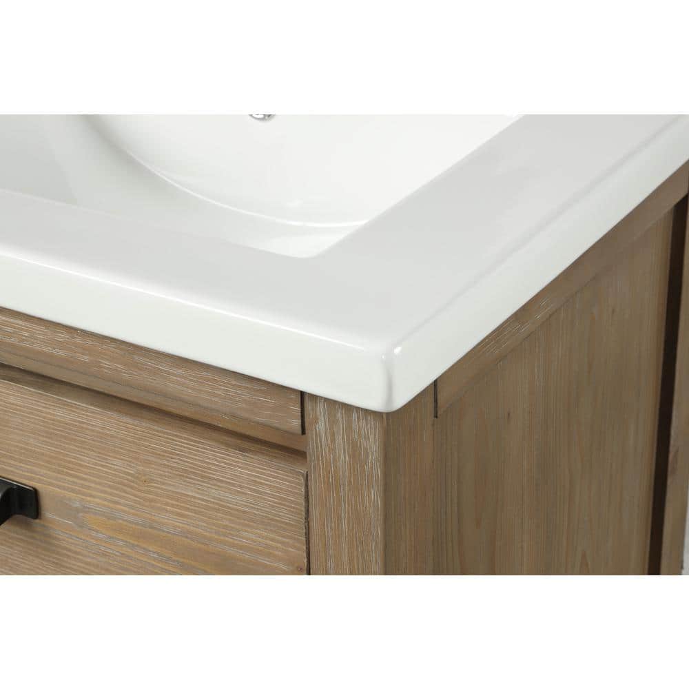 Kane 24" Weathered Fir Floating Bathroom Vanity with Ceramic Sink