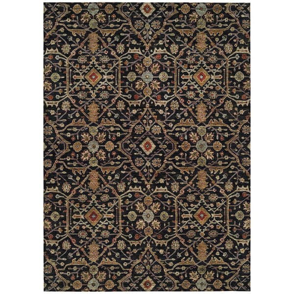 Chantille Machine Washable Indoor/Outdoor Abstract ACN1130 Black 8 ft. x 10 ft. Area Rug