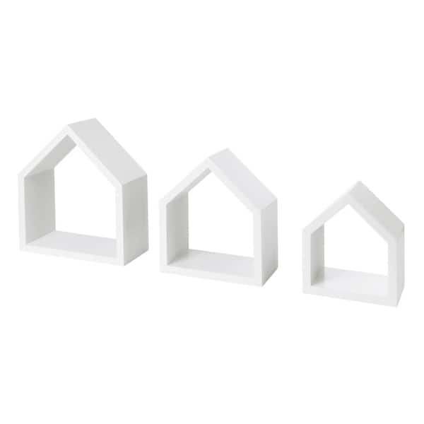 Dolle LODGE 9.8 in. x 4.7 in. x 11.4 in. White MDF Decorative Wall Shelf with Brackets (3-pk)