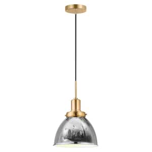 Madison 1-Light 12 in. Polished Nickel and Brass Pendant with Metal Shade