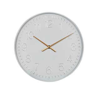 White Metal Round Analog Wall Clock