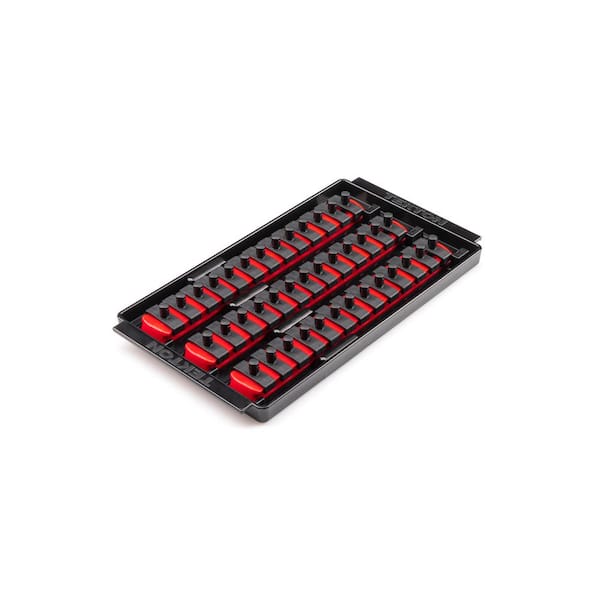TEKTON 1/4 in. Drive 3-Rail Socket Organizer Set, Red (39-Tool)
