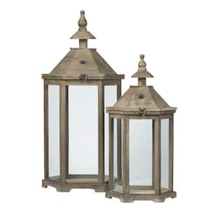 10.5 in. Robin Candle Lanterns in Grey (Set of 2)