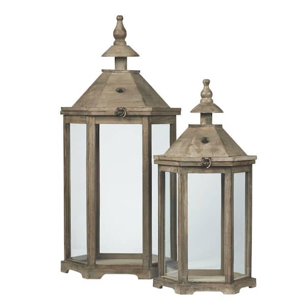 A & B Home 10.5 in. Robin Candle Lanterns in Grey (Set of 2)