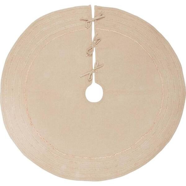 VHC Brands 48 in. Burlap Vintage Antique Creme White Farmhouse Christmas Decor Tree Skirt