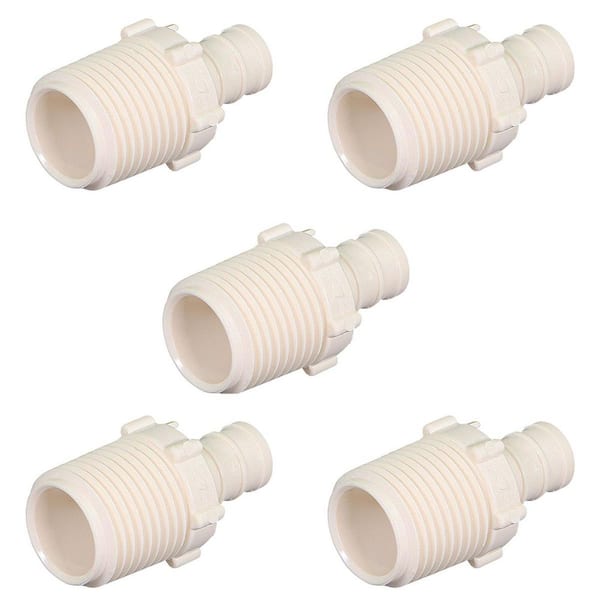 PLUMBFLEX 1/2 in. x 3/4 in. Plastic PEX Poly Alloy Adapter PEX x MPT Barb Pipe Fitting (5-Pack)
