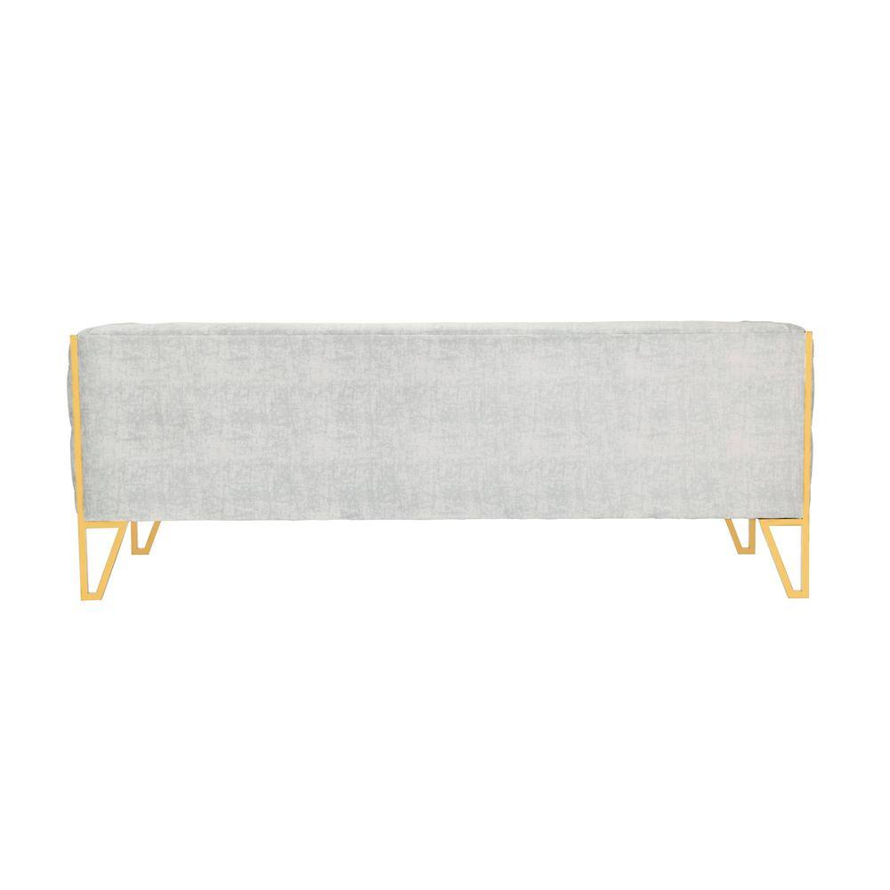 Gray Velvet and Gold 3-Piece Sofa and Armchair Set
