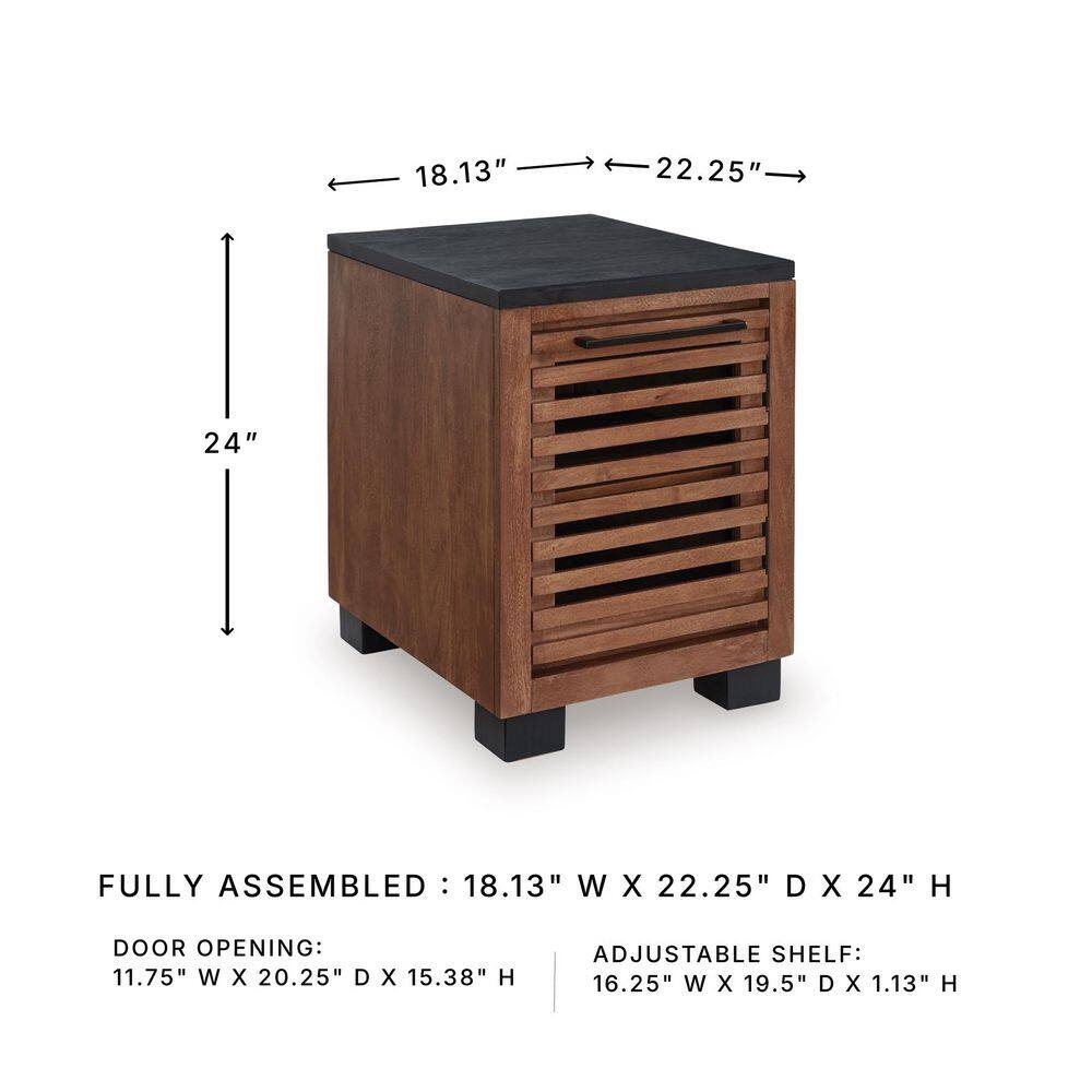 Kallari 18 in. Black/Dark Bown Rectangle MDF End Table with Solid Wood Frame - thumbnail 9