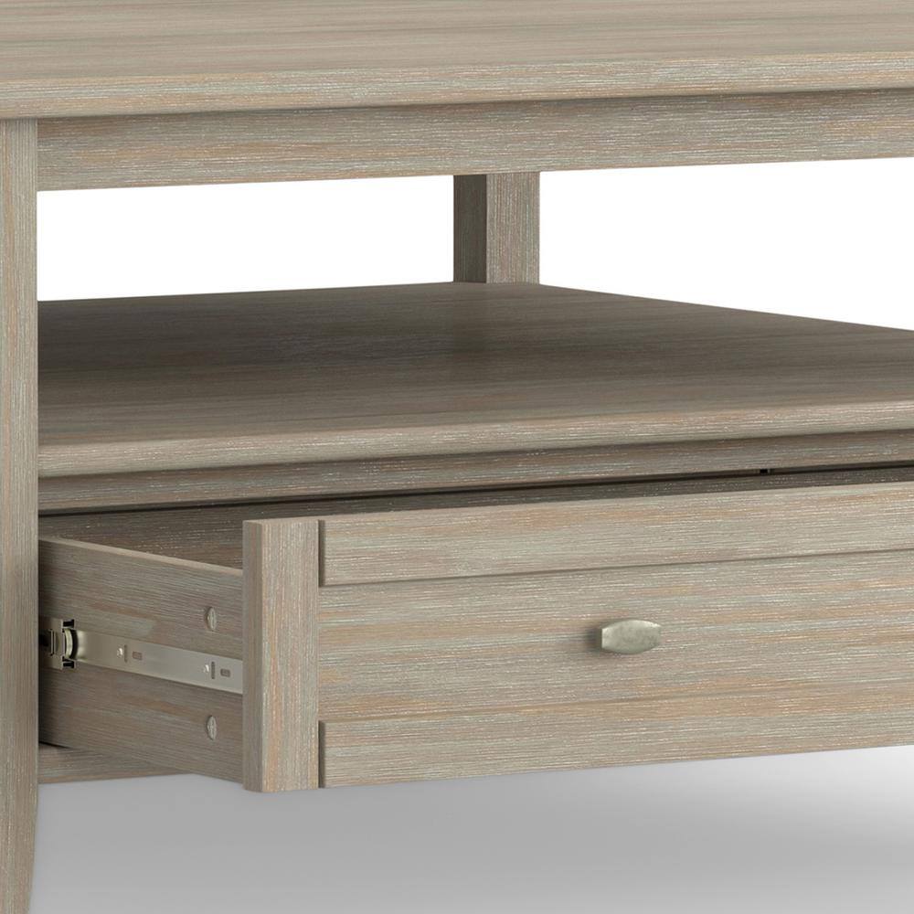 Shaker Style Distressed Grey Solid Wood Square Coffee Table with Storage