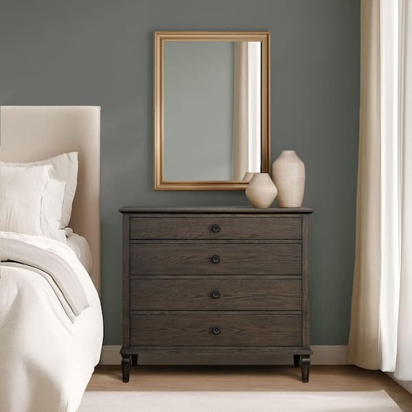 Victoria Antique Brown 4-Drawer 40 in. Wide Chest of Drawers