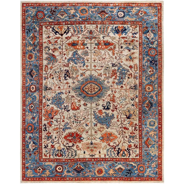 Serapi Light Gray 8 ft. x 10 ft. Tribal Wool Indoor Area Rug