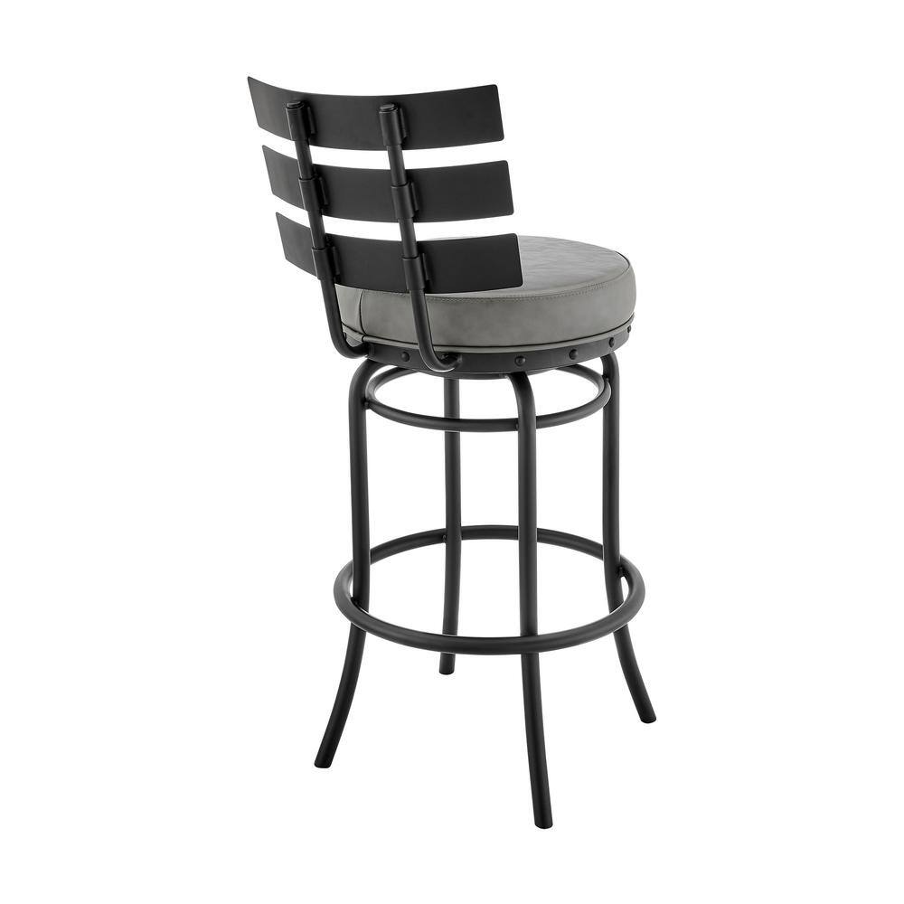 Chic Industrial Edge Adjustable Gray Faux Leather Swivel Stool