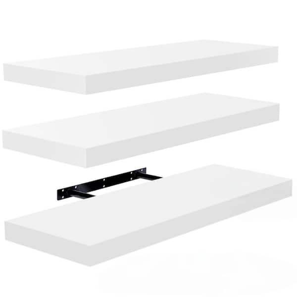 24 in.W x 9 in.D Floating Shelves for Wall,Mounted Floating Shelf with Invisible Brackets (White, 3 Pack)