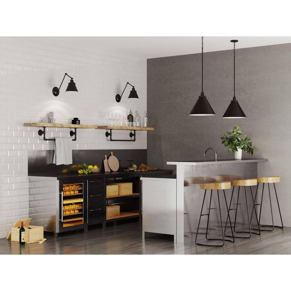 Hinton Matte Black 16" Cone Pendant Light