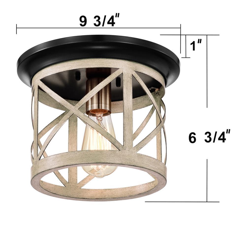 Bronze and Briarwood Farmhouse Drum Flush Mount Ceiling Light