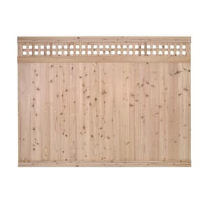 6 ft. x 8 ft. Cedar Square Lattice Top Fence Panel