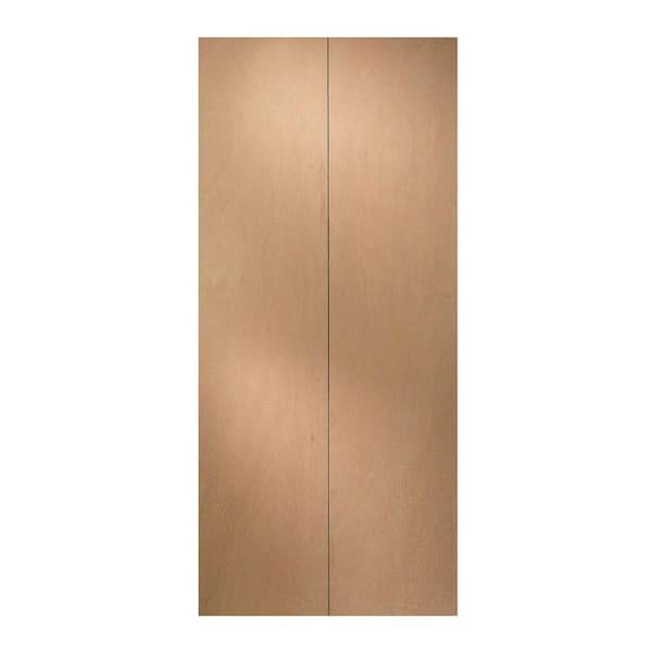 Unbranded 24 in. x 80 in. Unfinished Flush Hardwood Closet Bi-fold Door