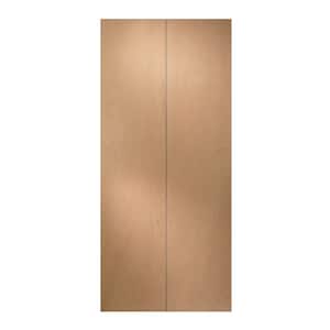 36 in. x 80 in. Unfinished Flush Hardwood Closet Bi-fold Door