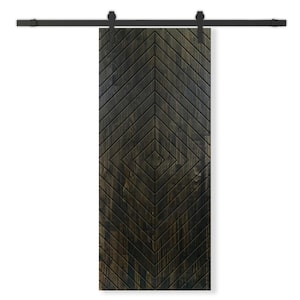 30 in. x 84 in. Charcoal Black Stained Pine Wood Modern Interior Sliding Barn Door with Hardware Kit