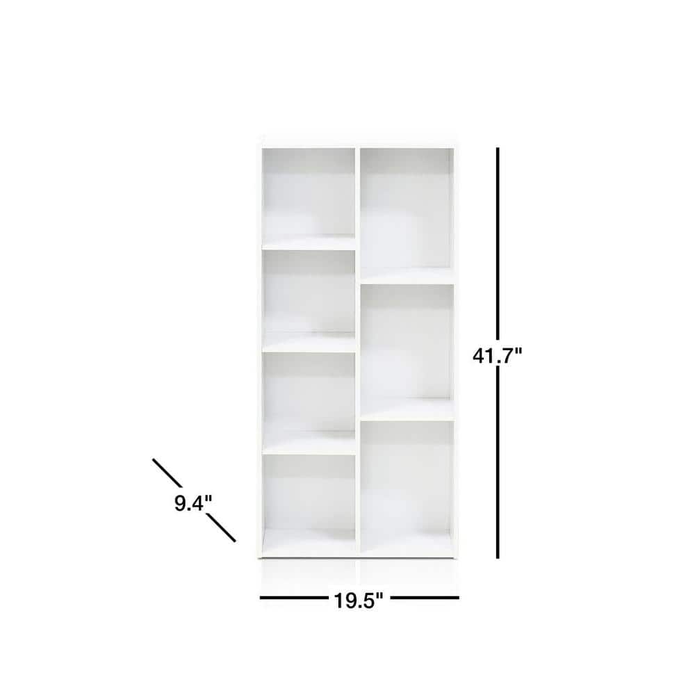 Contemporary White Wood 7-Cube Floor Mount Storage Shelf for Kids