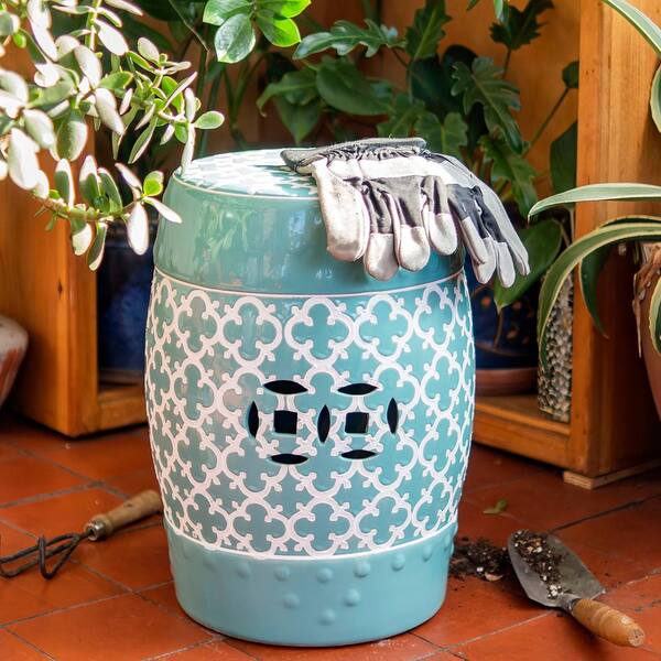 Turquoise pierced metal online solar stool