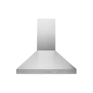 36 in. Convertible Wall Mount Range Hood with Changeable LED, Dishwasher-Safe Baffle Filters in Stainless Steel