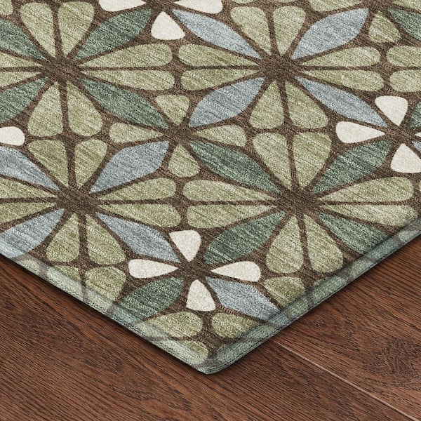 Mayfield Premium Machine Washable Abstract AMF2469 Aloe 2 ft. x 3 ft. Accent Rug