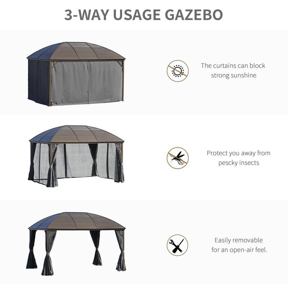 Outsunny 10' x 13' Hardtop Gazebo with Steel Roof and Curtains