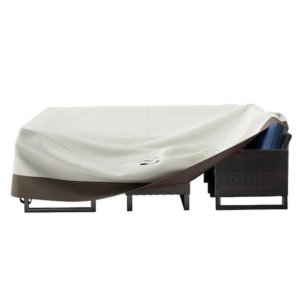 Pocassy 600D PVC Coated Fabric Universal Simple Outdoor Patio Chair Cover, Waterproof and Sun-proof Beige