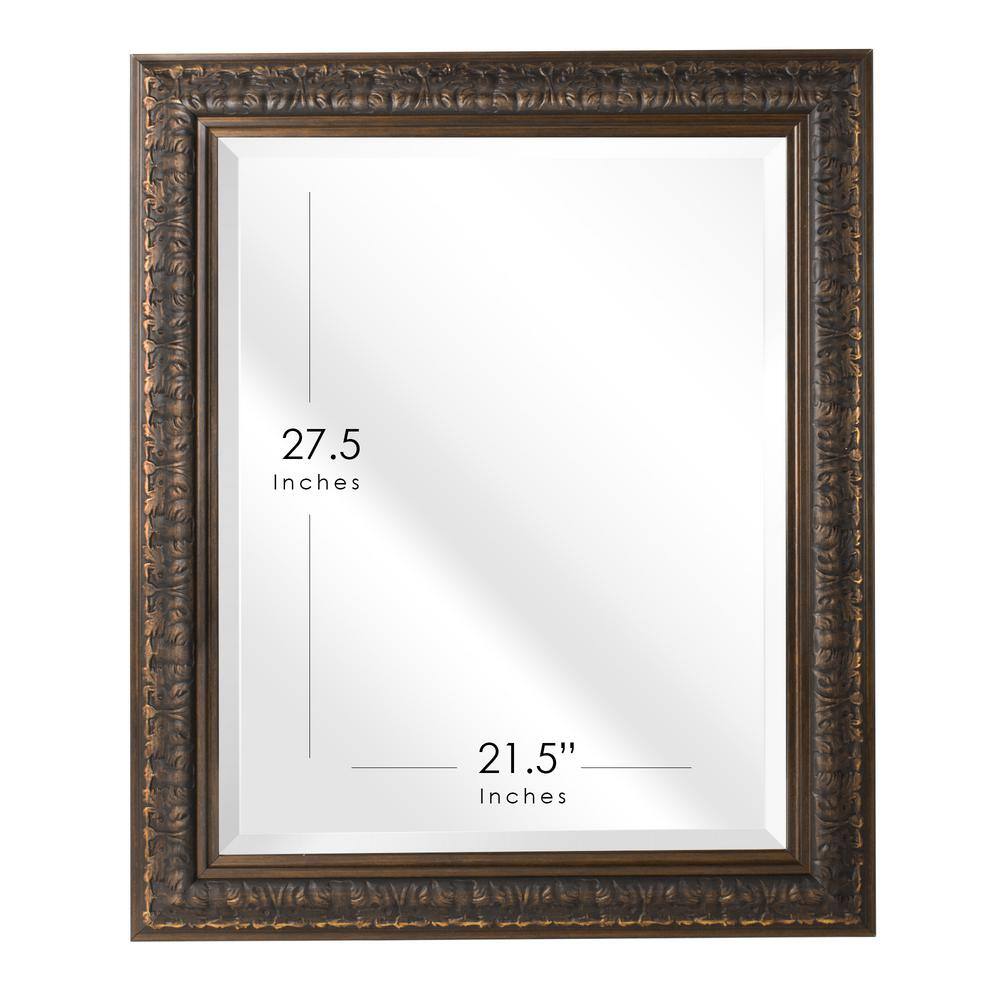 Elegant Rectangular 34.5" Bronze and Silver Ornate Mirror