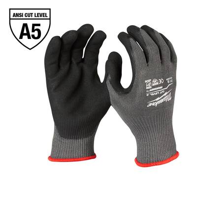 Small Gray Nitrile Level 5 Cut Resistant Dipped Work Gloves