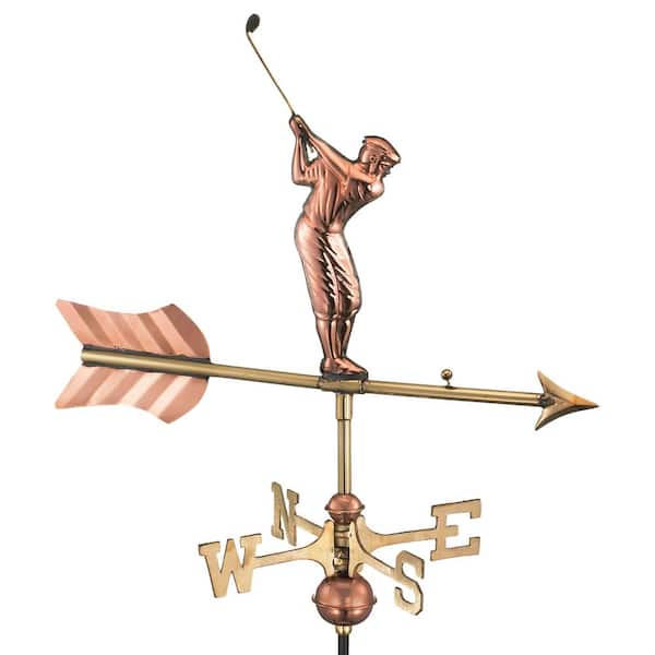 Good Directions Golfer Cottage Weathervane - Pure Copper with Roof Mount