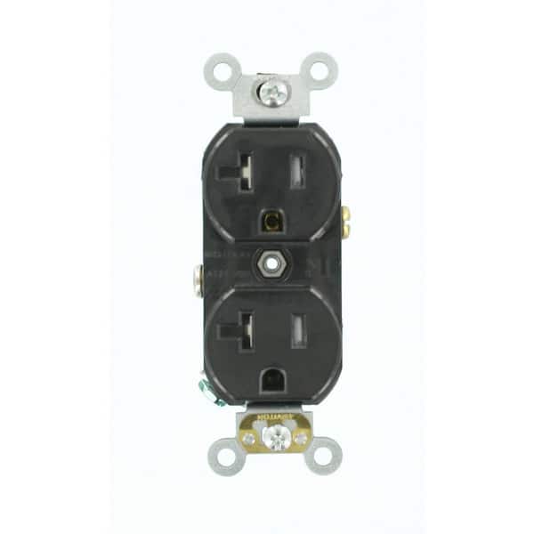 Leviton 20 Amp 125 V Commercial Grade Tamper Resistant Duplex Outlet/Receptacle, Black (1-Pack) TCR20-E