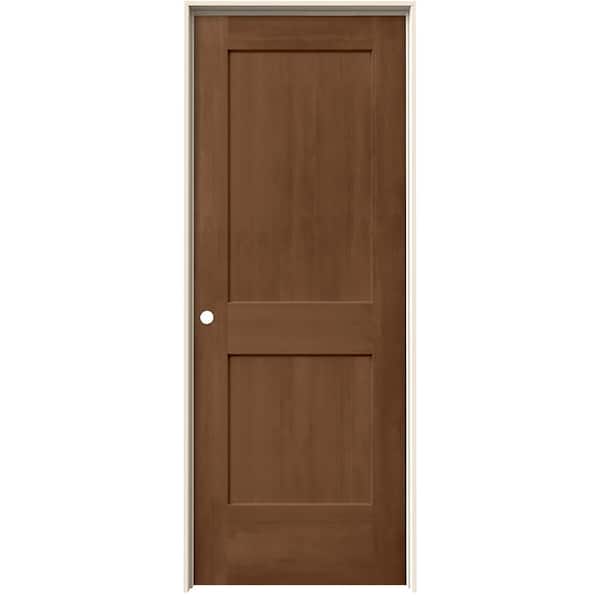JELD-WEN 32 in. x 80 in. Monroe Hazelnut Stain Right-Hand Solid Core Molded Composite MDF Single Prehung Interior Door