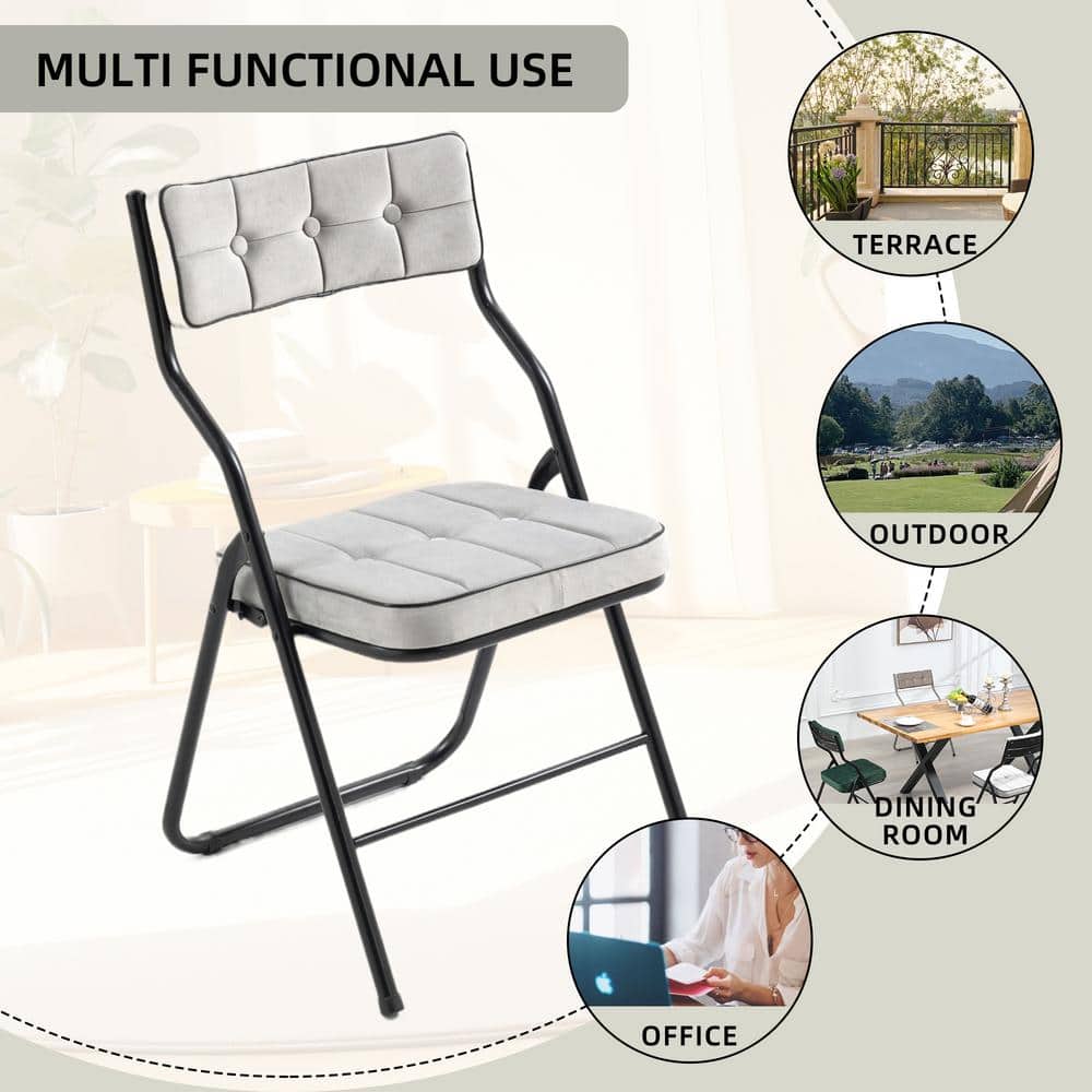Moonmiss Steel Stackable Folding Dining Chairs with Padded Seats, Set of 4