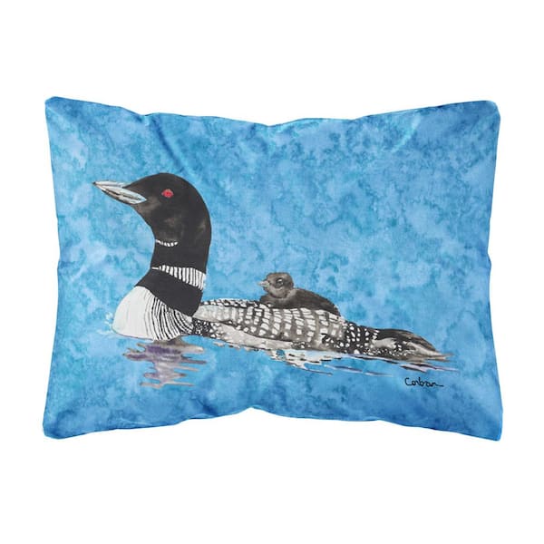 Caroline's Treasures 12 in. x 16 in. Multi-Color Lumbar Outdoor Throw Pillow Momma and Baby Loon