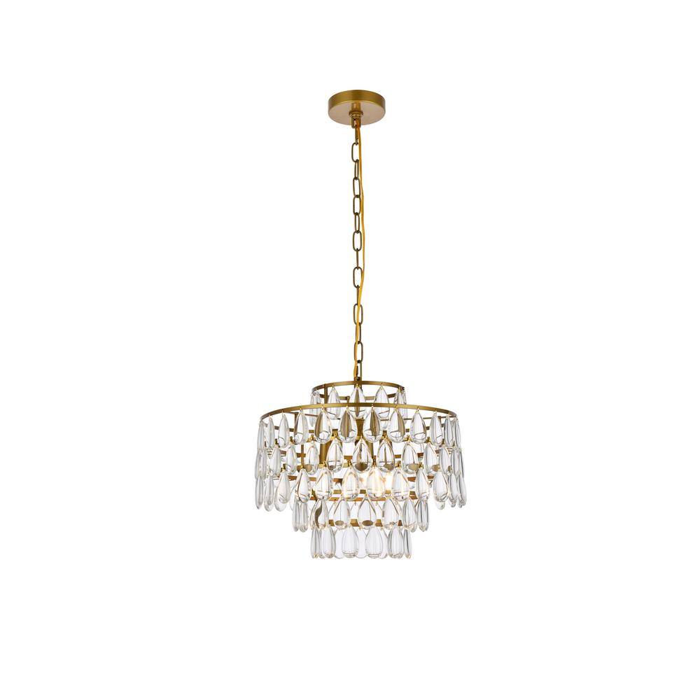 Timeless Home 16 in. 3Light Brass Pendant Light ELP2204D16BR The