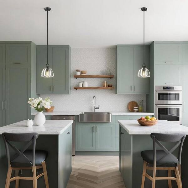 SWANS MASHWATER ライトグリーン（朝夕曇） YUYI 1-Light Farmhouse Black Pendent Light, Kitchen Island