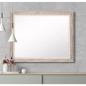 Medium Rectangle Cream/Gray Casual Mirror (32 in. H x 22 in. W)