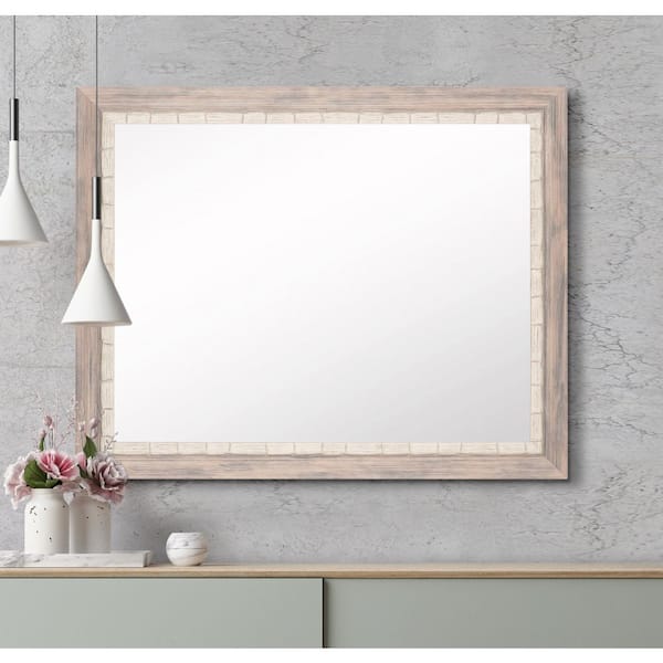 BrandtWorks Medium Rectangle Cream/Gray Casual Mirror (32 in. H x 22 in. W)