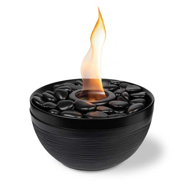 Sterno CandleLamp Medium Tabletop Firepit Onyx with Black Lid and