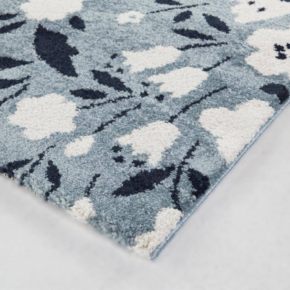 Kelsey Blue Floral Washable Reversible Kids Rug 5' x 7'