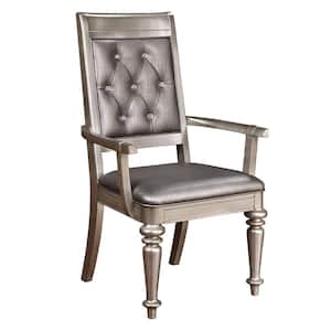 Bling Game Metallic Faux Leather Open Back Arm Chairs Set of 2