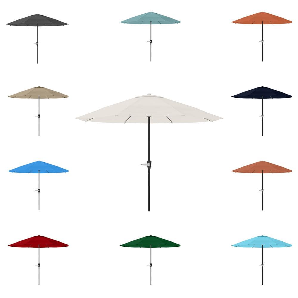 9-Foot Tan Aluminum Patio Umbrella with Auto Crank