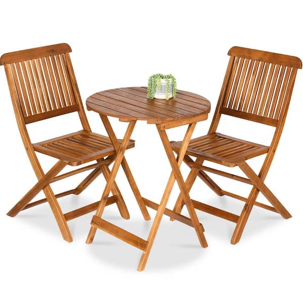 Best Choice Products Natural 3-Piece Wood Outdoor Bistro Set