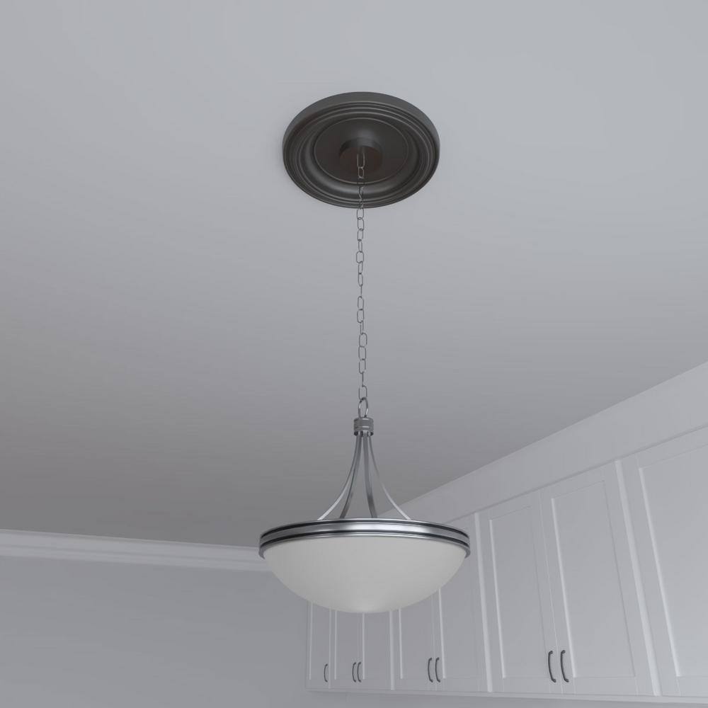 13" Aged Metallic Weathered Steel Traditional PVC Ceiling Medallion