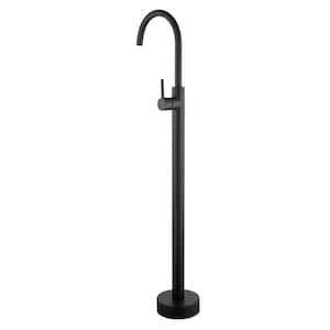 Single-Handle Floor Mount Freestanding Tub Faucet with 360° Swivel Spout in. Black