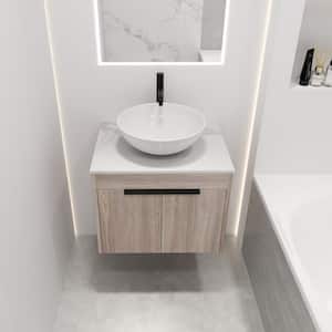 23.6 in. W x 18.9 in. D x 23.8 in .H White Oak Bathroom Vanity with White Engineered Stone Top and Ceramic Basin