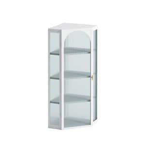 22.24 in. W x 15.94 in. D x 41.34 in. H Glass Door Bathroom Storage Wall Cabinet in White, with Featuring 4-tier Storage