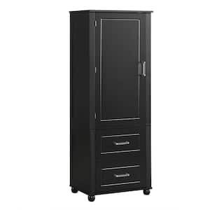 Anky 23 in. W 15.9 in. D 61.4 in. H Black MDF Freestanding Bathroom Storage Linen Cabinet